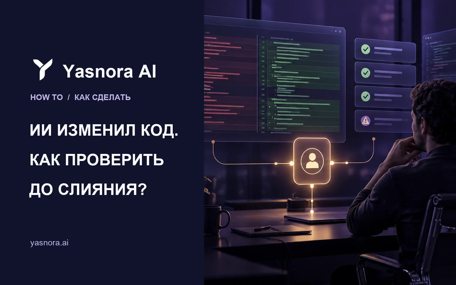 Разработчик проверяет предложенные ИИ изменения кода и результаты тестов